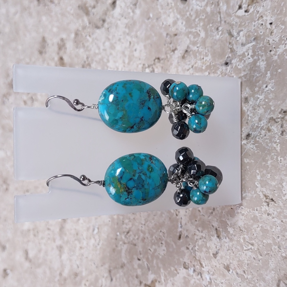 Ragazzi Turquoise/Hematite Dangle Earrings